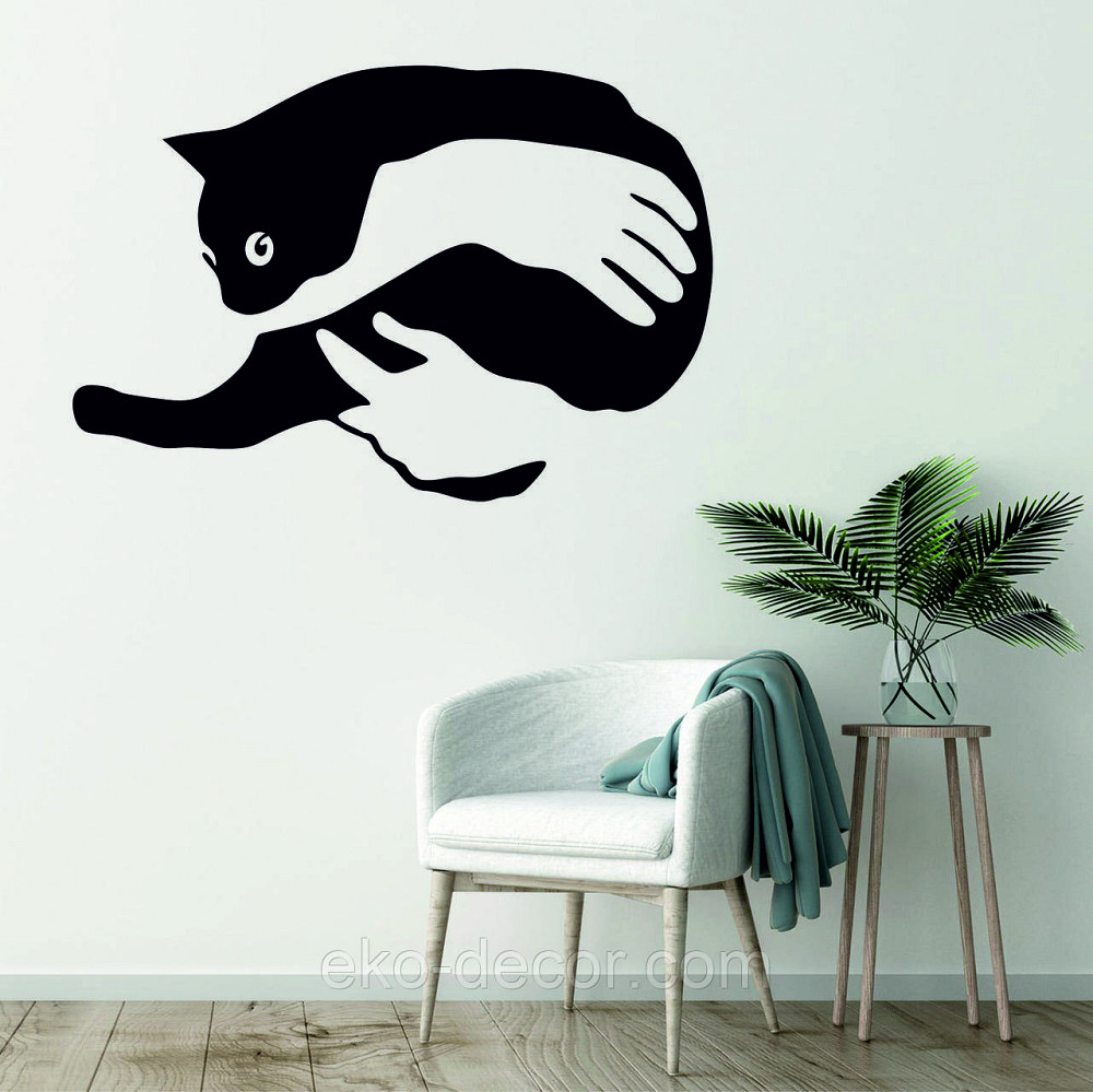 Декоративное настенное Панно  «Кот-руки» Декор на стену 110*74 см, Черный Киев - изображение 2