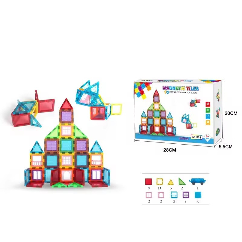 Конструктор магнітний різнокольоровий дитячий на 45 деталей Київ - фото 4