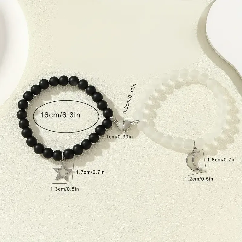 Парные браслеты «Луна и Звезда» – чёрный и белый, светящиеся в темноте Киев - изображение 6