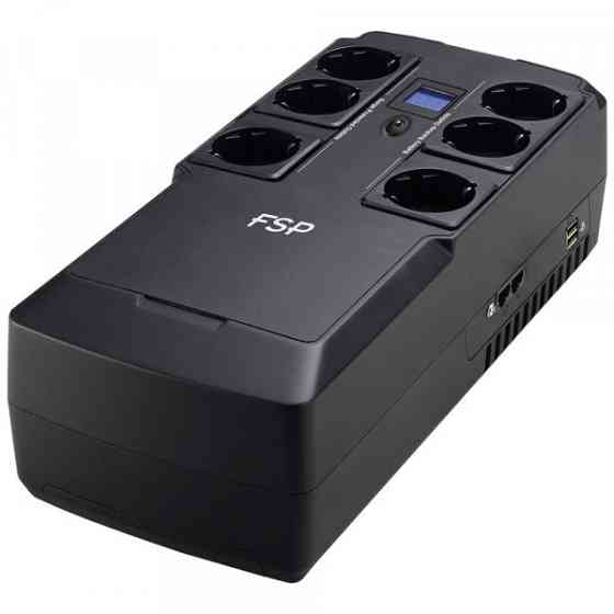 ДБЖ FSP NanoFit 800, 800ВА/480Вт, SCHUKO, LCD, RJ45,6*Schuko, AVR (PPF4801702) Київ