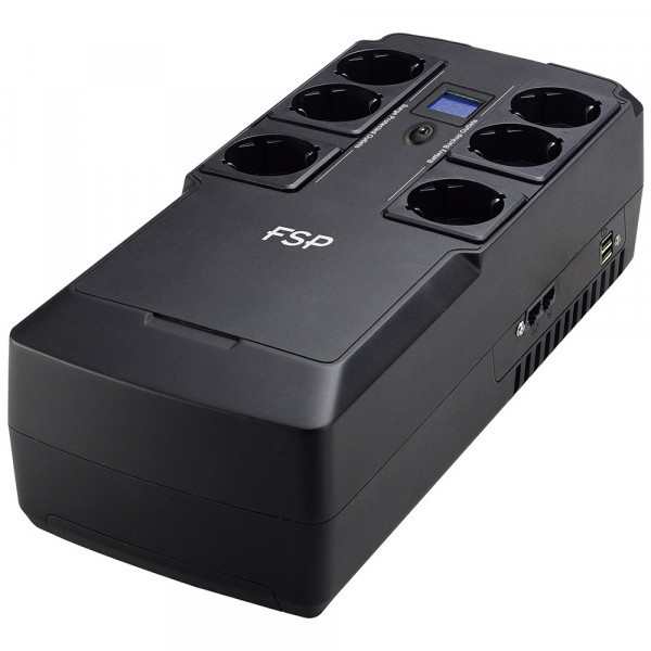 ДБЖ FSP NanoFit 800, 800ВА/480Вт, SCHUKO, LCD, RJ45,6*Schuko, AVR (PPF4801702) Київ - фото 2