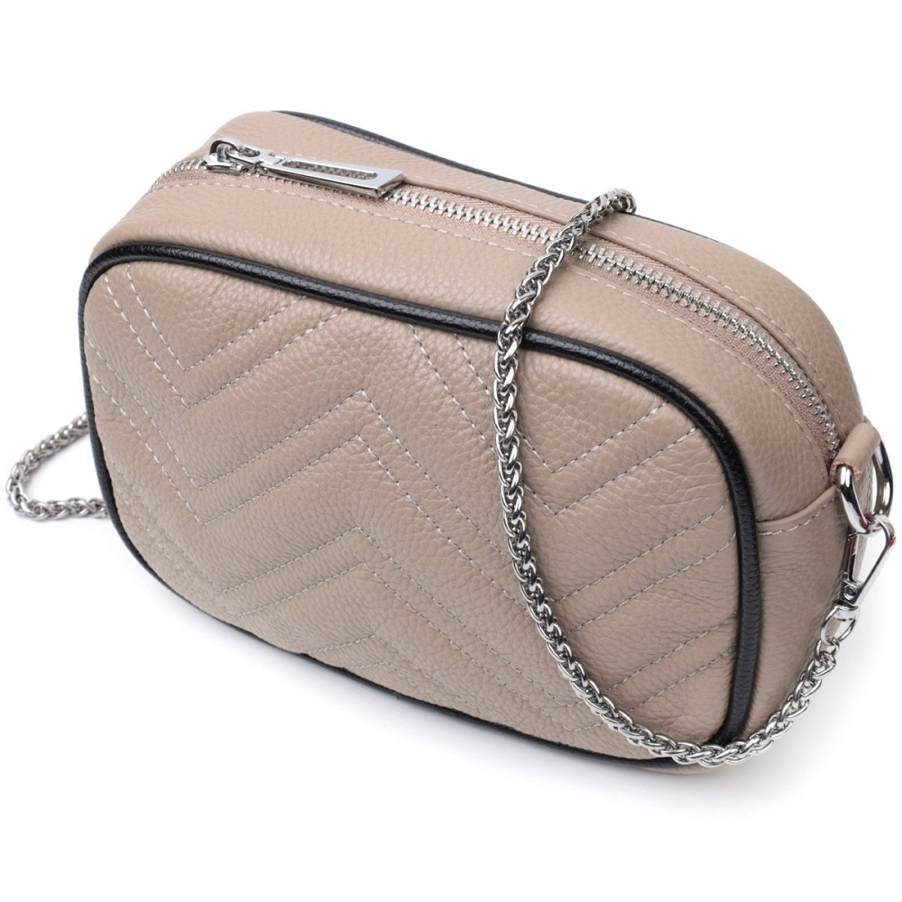 Жіноча вечірня сумка на ланцюжці з натуральної шкіри Vintage 22381 Бежева Київ - фото 1