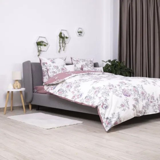 Постільна білизна полуторна бязь ТЕП SOFT DREAMS постіль полуторка квіти фіолетовий+білий Одеса