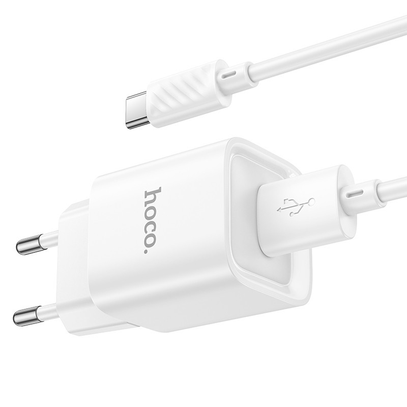 Мережевий зарядний пристрій з кабелем HOCO C145A Charm single port QC3.0 charger set(Type-C) White Одеса - фото 6