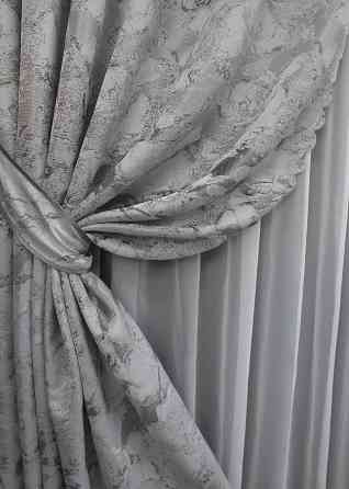 Комплект коротких штор VR-Textil Жаккард Мармур Al3 № 1597ш Светло-серый с венге 145х170 см 2 шт (35-0243) Киев