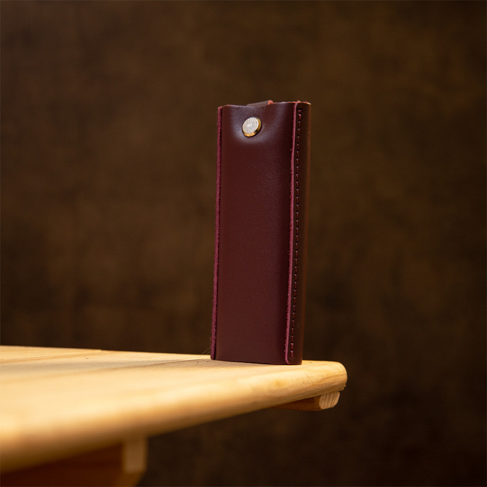 Кожаная стильная ключница GRANDE PELLE 11348 Бордовый Киев - изображение 6