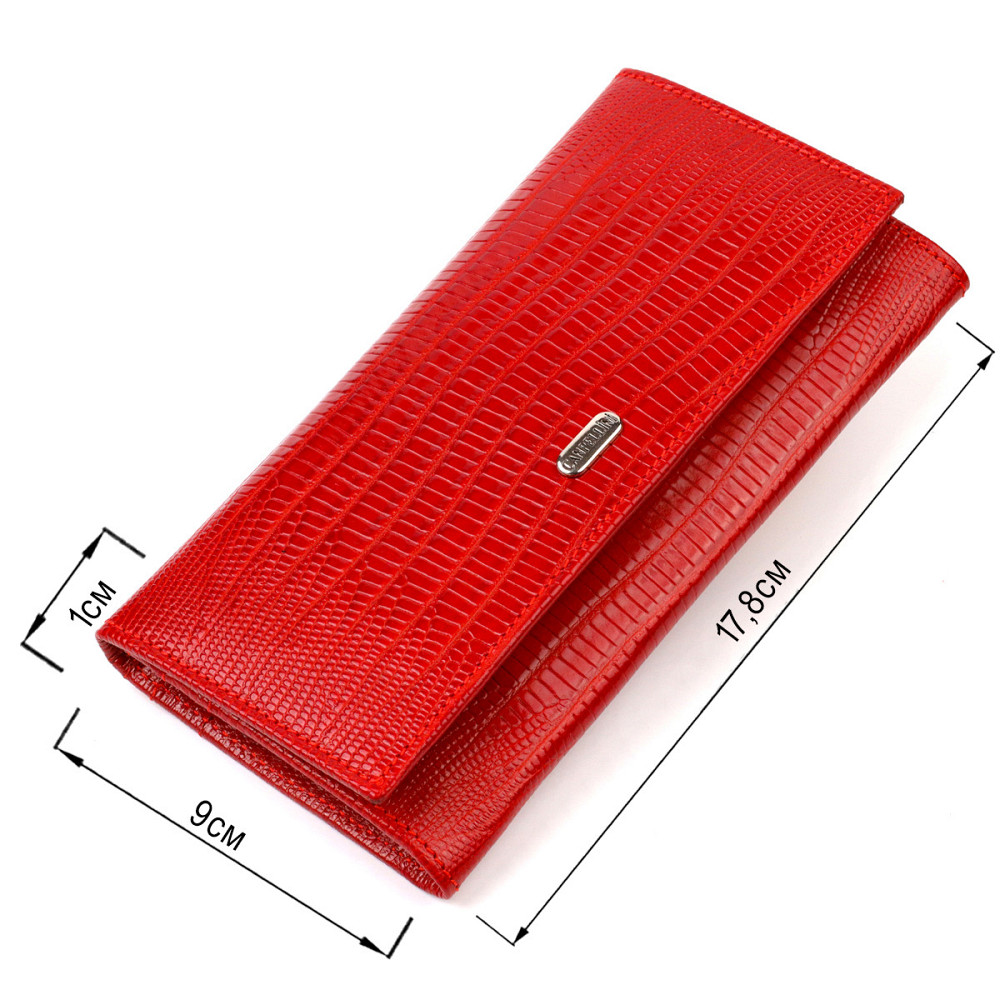 Яркий кошелек для женщин из натуральной фактурной кожи Красный (CANPELLINI) Киев - изображение 7