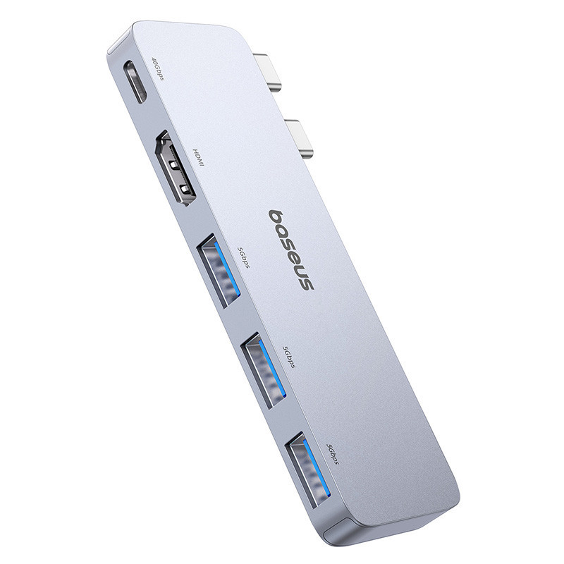 USB-хаб Baseus UltraJoy Series 5-Port HUB Space Grey (USB-C*2 to USB-C 40Gbps*1+HDMI 4K@30Hz*1+USB3.0*3） Одеса - фото 4