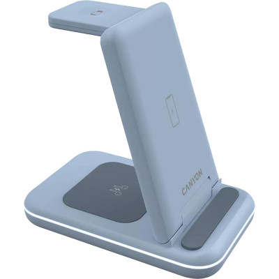 Зарядний пристрій Canyon WS-304 Foldable 3in1 Wireless charger Blue (CNS-WCS304BL) Вінниця - фото 3