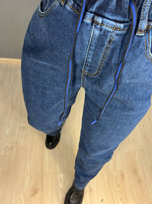 Джинси жіночі Vanver 8061 МОМ на резинці шнурок утеплені батал сині, синій, З2, З2, 88 см, 122 см Київ - фото 18