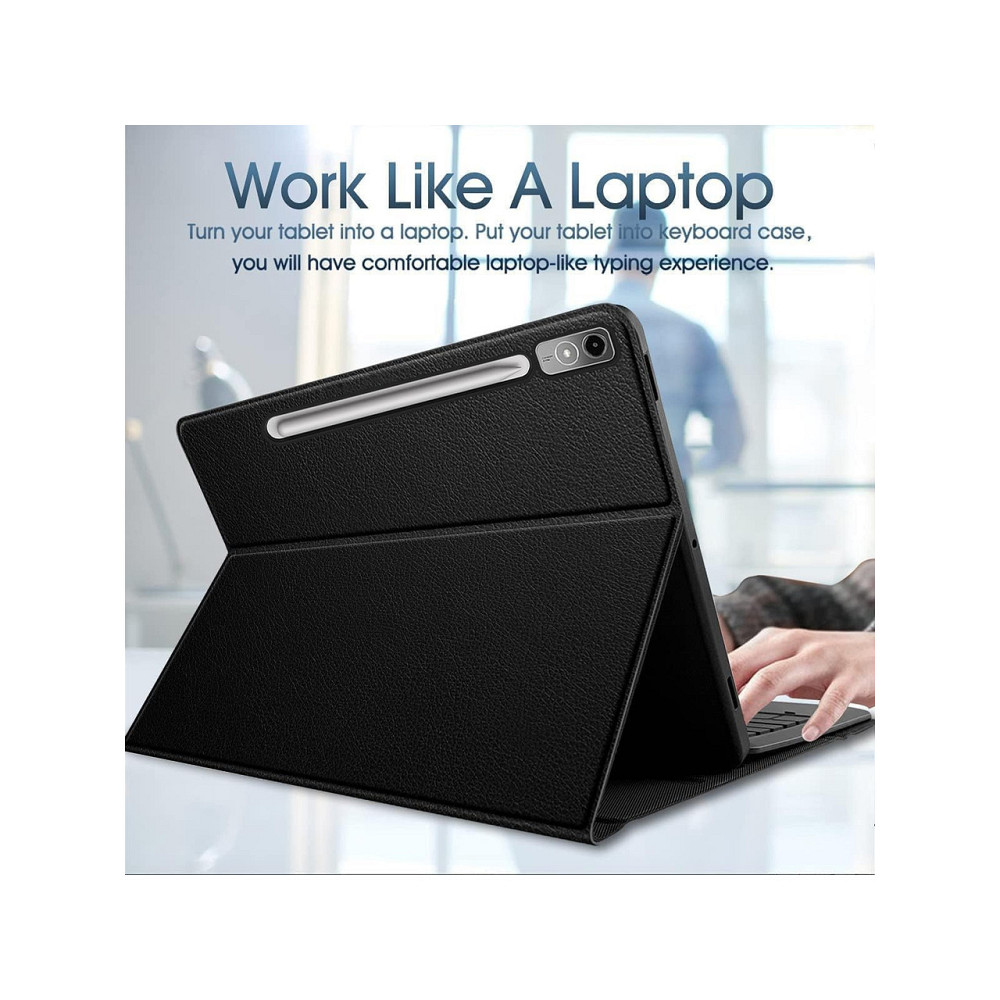 Чохол з клавіатурою Wineecy TB370FU для Lenovo Tab P12 12.7 2023 Bluetooth QWERTZ підсвітка 7 кольорів тачпад PU шкіра Київ - фото 6