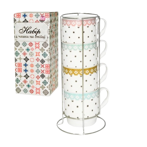 Набір чайний Ніжність 4шт на металевій стійці 320мл 021-04-04 S&T Житомир - изображение 1