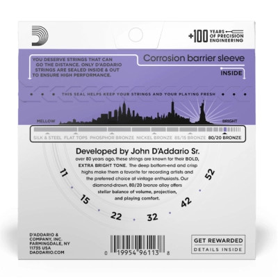 Струны для гитары D'Addario 80/20 Bronze Custom Light (11-52) (EJ13) Винница - изображение 3