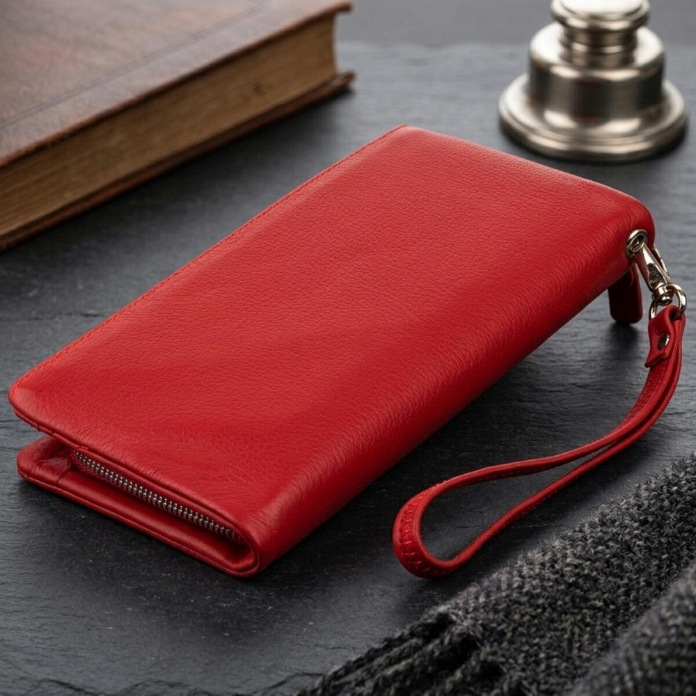 Гаманець-клатч зі шкіри з кишенею для мобільного ST Leather 19315 Червоний Київ - фото 14