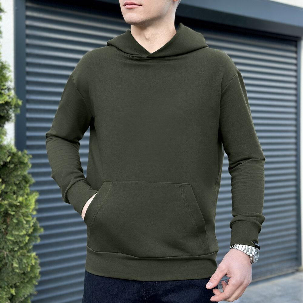 Чоловіче демісезонне худі з капюшоном світлий хакі Pobedov 001 Київ - фото 8