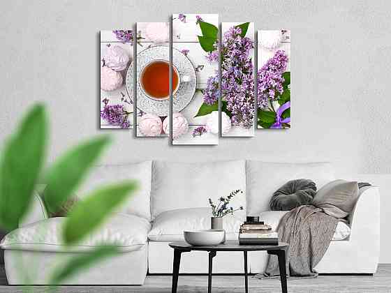 Модульна картина в кухню Квіти Чай Art-339_5 ( 80х118см ) Київ