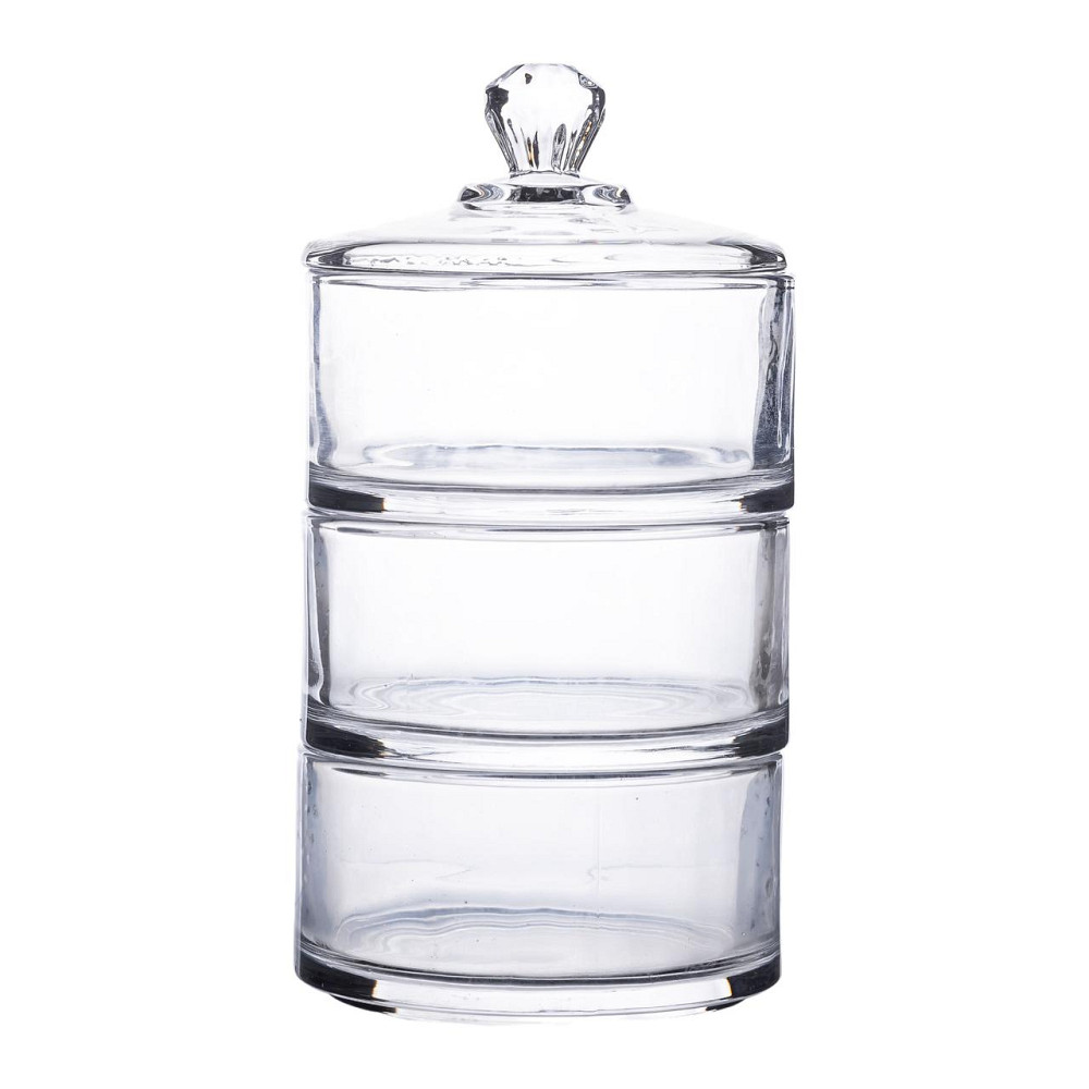 Yiwu Цукерниця триярусна скляна Ø 10 см з кришкою HP-YH-22 Коломия - фото 2