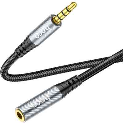 Кабель мультимедійний 3.5mm M to 3.5mm F 1.0m Gray HOCO (6931474762153) Вінниця