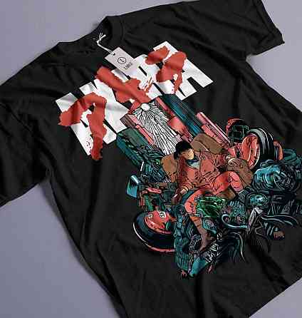 Футболка з аніме принтом Акіра Акіра Гоод Хеалтх оверсайз (S/M/L) Чорний AnimeJ0825 Дніпро