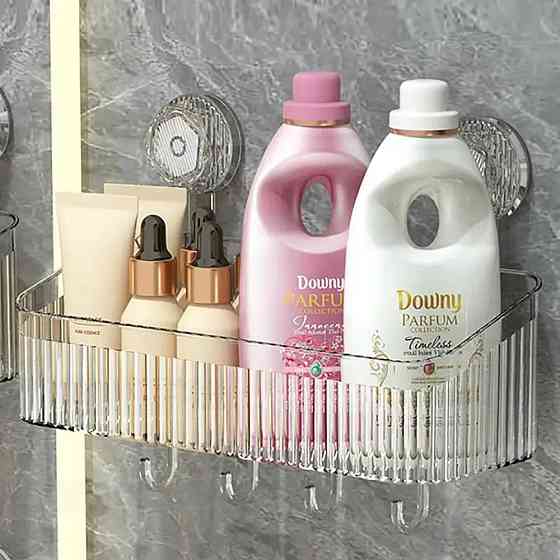 Настінна полиця у ванну на присосках 30х22х10,8 см,Прозора SBR Київ