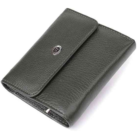 Жіночий гаманець середнього розміру із натуральної шкіри ST Leather 23074 Зелений Київ