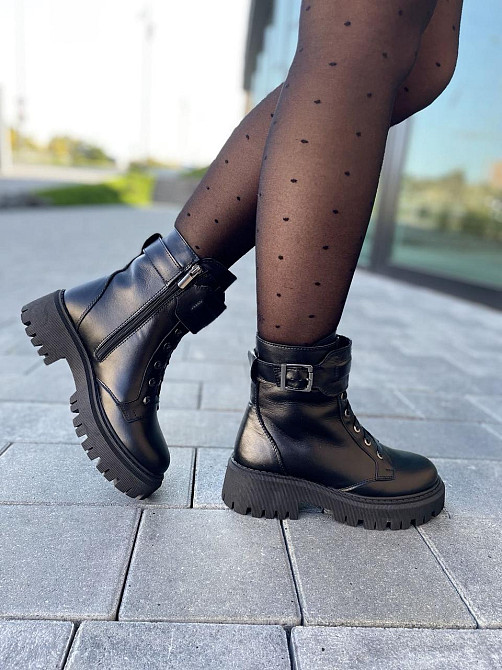 Женские ботинки 2774 черные натуральная кожа зима высота 16см (4802) Коломия - фото 7