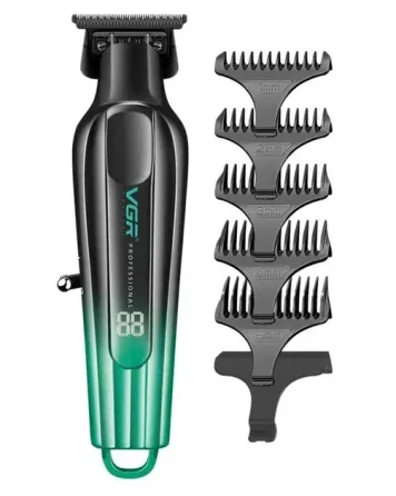 Машинка для стрижки VGR V-935 Black/Green: 7 Вт, 7000 об/хв, 2000 мА·год, 180 хв, LED, 5 насадок, чорно-зелена Одеса