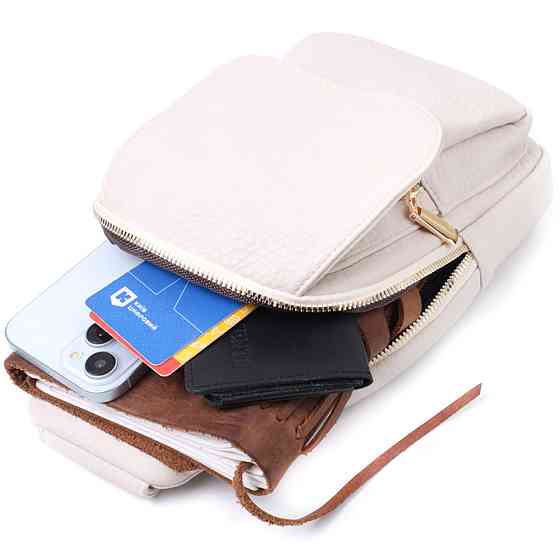 Популярна жіноча сумка з однією лямкою через плече з великозернистої екошкіри Vintage 22761 Молочний Київ