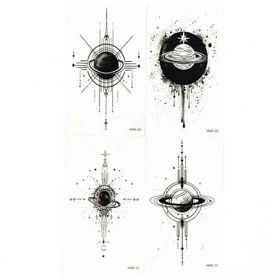 Набор временных тату «Космос» black-tattoo-mini-set-space из 4 черных по 9,5 х 5,5 см Винница