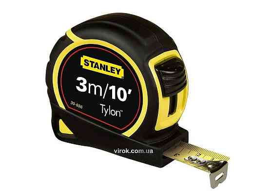 Рулетка STANLEY "Tylon" : 3 м х 12,7 мм (Мет/Дюйм) ергон. корпус пластик+еластом., Tylon покриття Одеса
