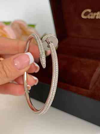 Cartier браслет гвоздь с мелким цирконием белое золото AU 750 / Картье гвоздь браслет с мелким цирконием Одесса