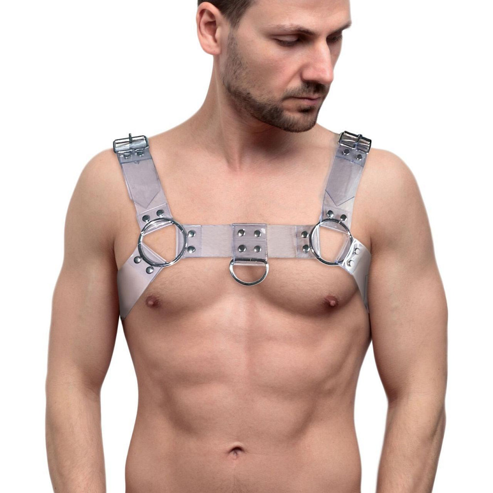 Чоловіча портупея на груди Feral Feelings - Bulldog Harness Trasparent Sex Aura Київ - фото 1