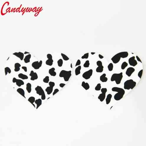 Наклейки на бюст Сердечка 75 мм леопардовий Київ