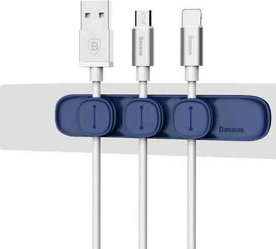 Магнітний органайзер тримач для проводів Baseus Peas Cable Clip ACWDJ-03 (Синій) Николаев