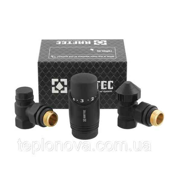 Комплект термостатических клапанов угловой Raftec BLACK 1/2