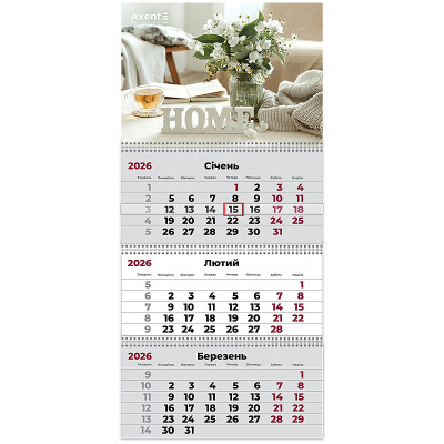 Календарь Axent настенный квартальный 2026 г.,3 пружины Hygge 1 (8803-26-10-A) Винница - изображение 1