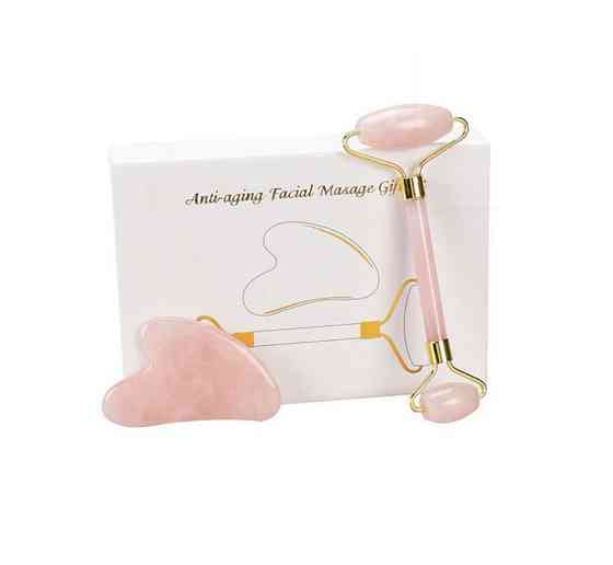 Набор для лица из розового кварца Роликовый массажер и скребок Гуаша Reclaire Киев