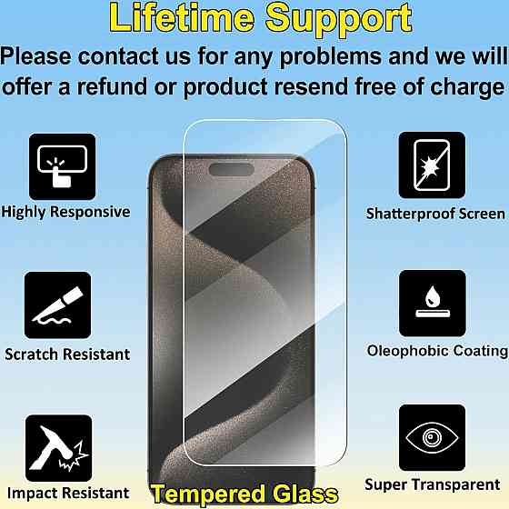 Защитное стекло QSD-4packi15promax прозрачное для iPhone 15 Pro Max 6.7