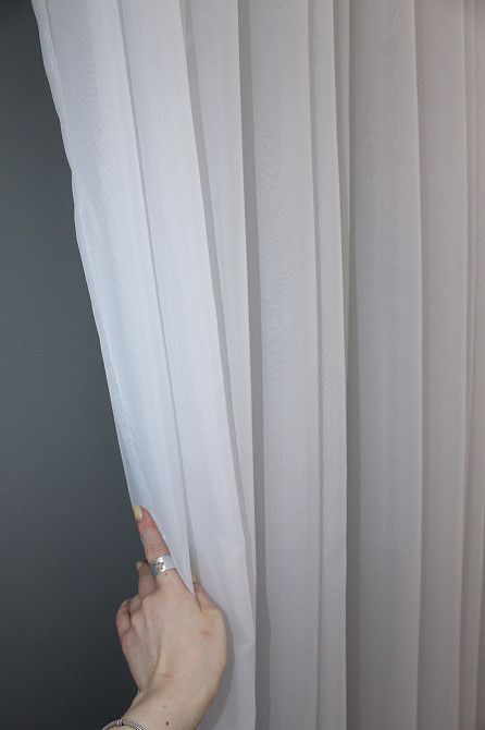 Тюль с бантовой тесьмой VR-Textil н101 Шифон однотонный Белый 600х250 см (44-023) Киев - изображение 2