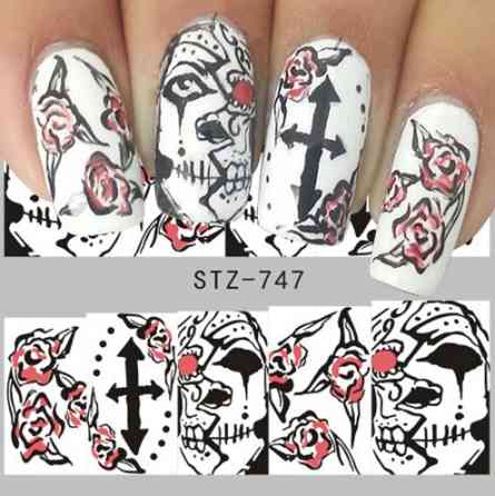 Наклейки на нігті Хелловін 5 на 6 см чорно-червоний Київ