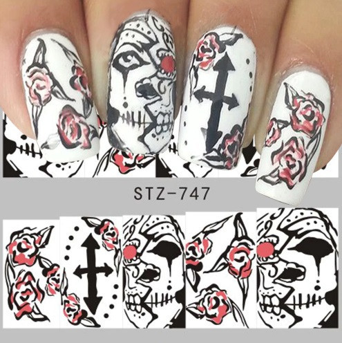 Наклейки на нігті Хелловін 5 на 6 см чорно-червоний Київ - фото 1