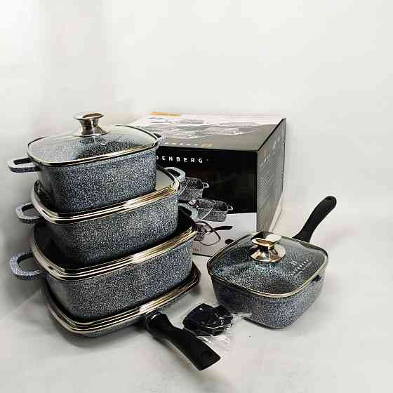 Набор мраморных кастрюль, Гранитный набор со сковородой, Мраморная посуда для кухни OD-14 Львов