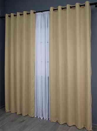 Комплект штор на люверсах VR-Textil Микровелюр SPARTA № 1192ш 150х270 см 2 шт Бежевый (37-0162) Киев