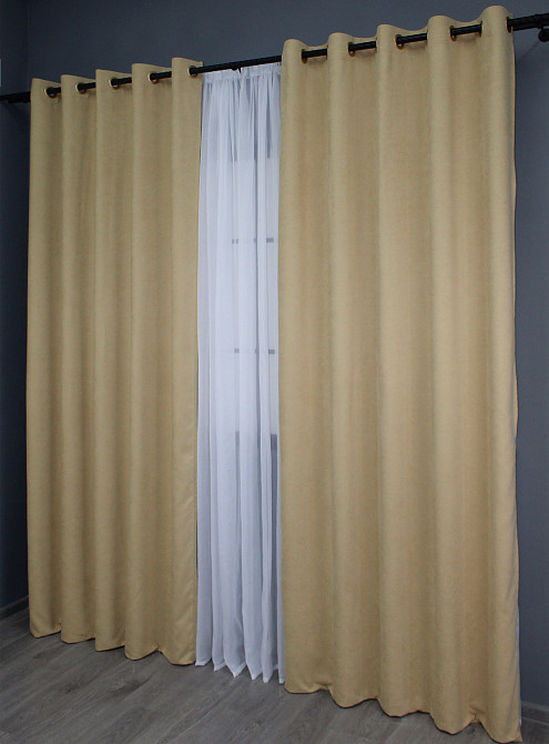 Комплект штор на люверсах VR-Textil Микровелюр SPARTA № 1192ш 150х270 см 2 шт Бежевый (37-0162) Киев - изображение 5