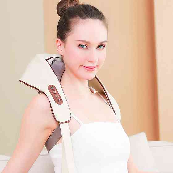 Ударный массажер для шеи с подогревом, от USB, XL-653 / Электрический массажер для спины / Электромассажер Киев