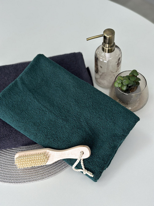 Комплект рушників Ideal Textile однотонних 50х90см, 70х140см 450 г/м2 графітовий, смарагдовий Чернівці - фото 8