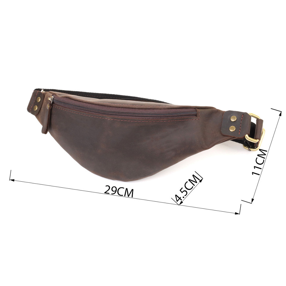 Мужская стильная бананка из натуральной винтажной кожи Shvigel 23130 Коричневый Киев - изображение 3