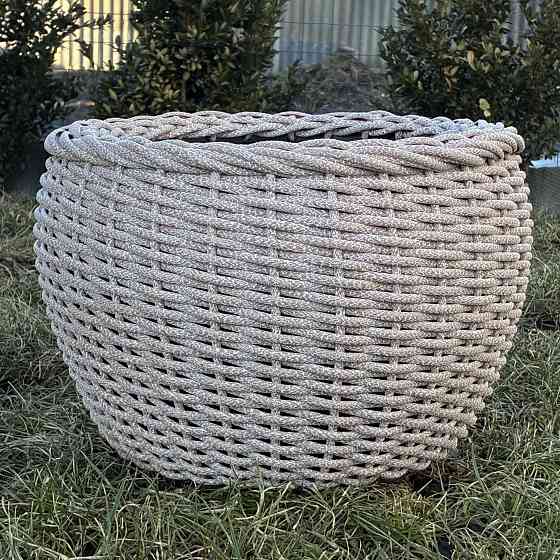 Кашпо з ротангу 12 л (ручна робота), стильний горщик для квітів - мармуровий бежевий Киев