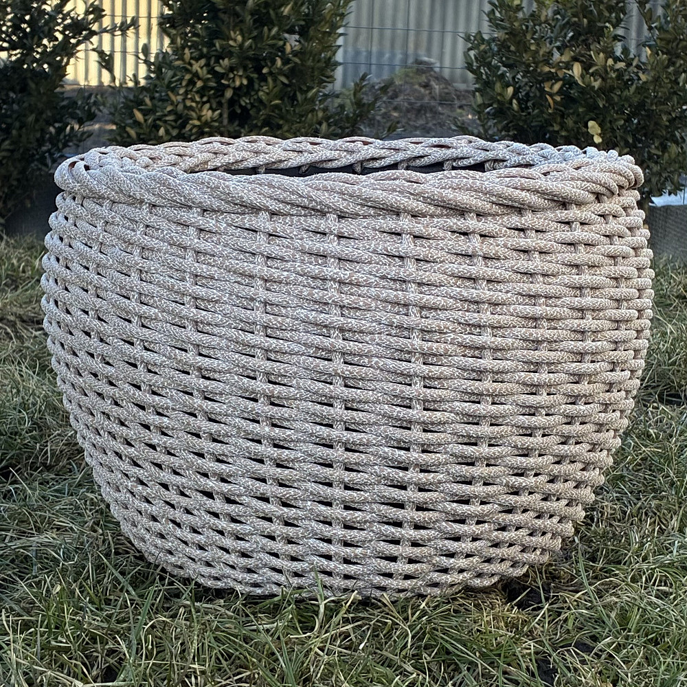 Кашпо з ротангу 12 л (ручна робота), стильний горщик для квітів - мармуровий бежевий Киев - изображение 1