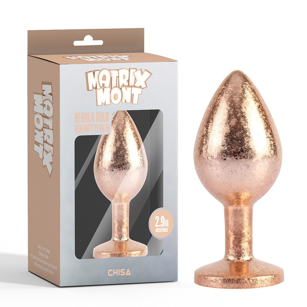 Анальна пробка золота поталь CHISA MATRIX MONT з білим каменем, розмір M Sex Aura Київ - фото 1